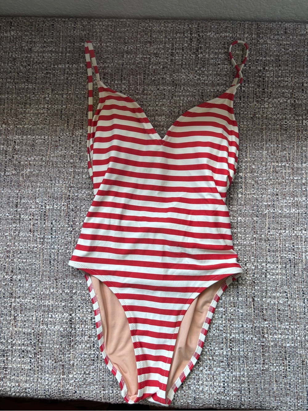 Red and White Striped One-Piece Swimsuit
